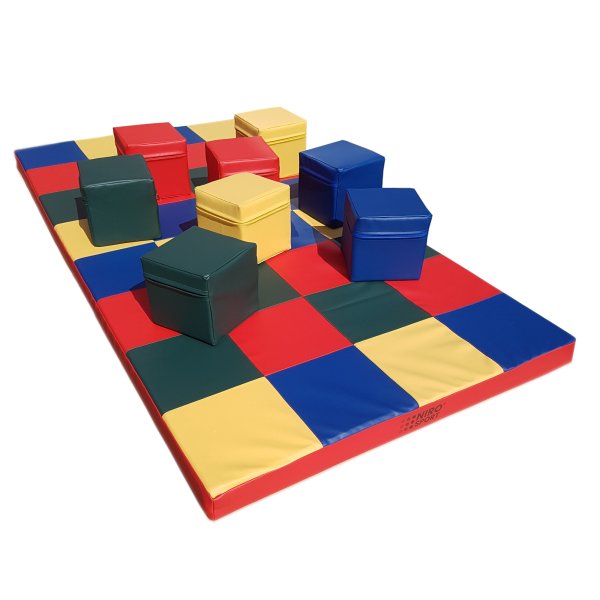 Gymnastics mat 200 x 100 x 8 cm &laquo;Mosaic&raquo; with cubes