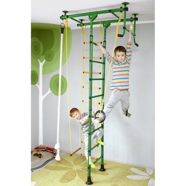 Sprossenwand für Kinderzimmer M1 220 - 270 cm Grün Holzsprossen